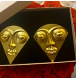 Gold Plated Tribal Face Earrings - Image 7