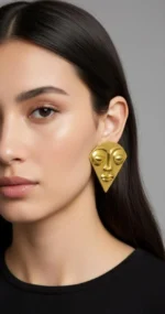 Gold Plated Tribal Face Earrings - Image 6