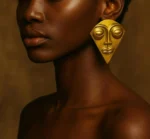 Gold Plated Tribal Face Earrings - Image 5