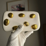 Gold Pebble Vegan Leather Clutch - Image 17