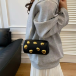 Gold Pebble Vegan Leather Clutch - Image 3