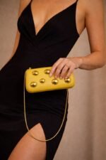 Gold Pebble Vegan Leather Clutch - Image 13