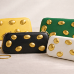 Gold Pebble Vegan Leather Clutch