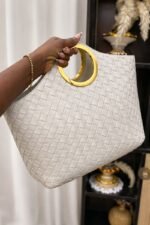 100% GENUINE LEATHER LUXURY WOVEN HANDBAG - Image 2